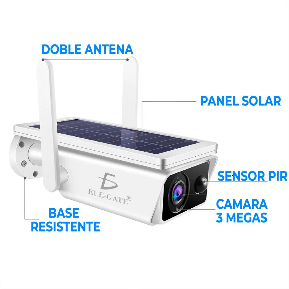 Cámara de Seguridad WiFi Solar Exterior sin Cables con Visión Nocturna