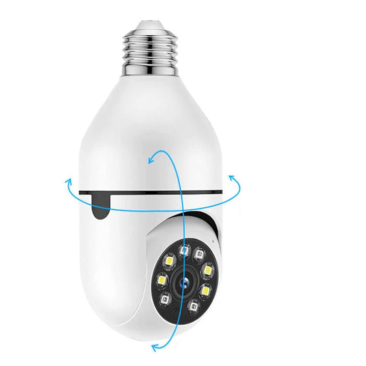 Cámara de Seguridad WiFi Tipo Bombilla 360° PTZ, Visión Nocturna